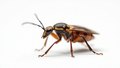 Close-up of a single insect on a stark white background, wildlife, species, scientific
