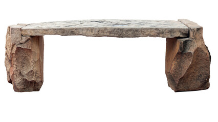 Side view of chaise lounge made from stones. Two large stone legs and a long, large stone slab for...
