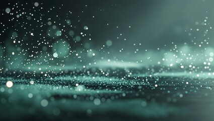 Abstract teal particle effect with bokeh and light
