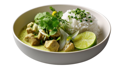 Exquisite Culinary Creation: An appetizing dish with a symphony of fresh ingredients, including tofu and vegetables in a creamy, vibrant sauce.