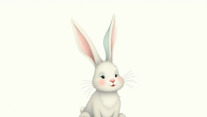 Fototapeta premium Adorable White Bunny Rabbit Illustration Cute Cartoon Hare Easter Animal Design