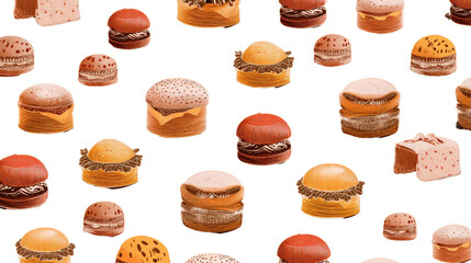 Burger Bonanza: A delicious arrangement of mouth-watering mini burgers arranged on a patterned surface. A delicious snack to brighten your culinary adventures!