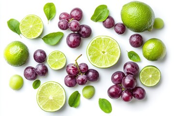 Chilled grape lime mix is isolated on white generative AI