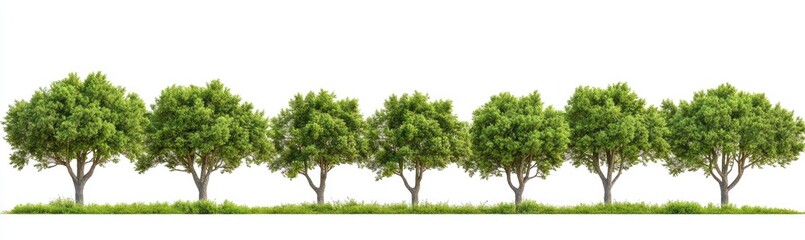 Obraz premium Row of lush green trees on grassy ground
