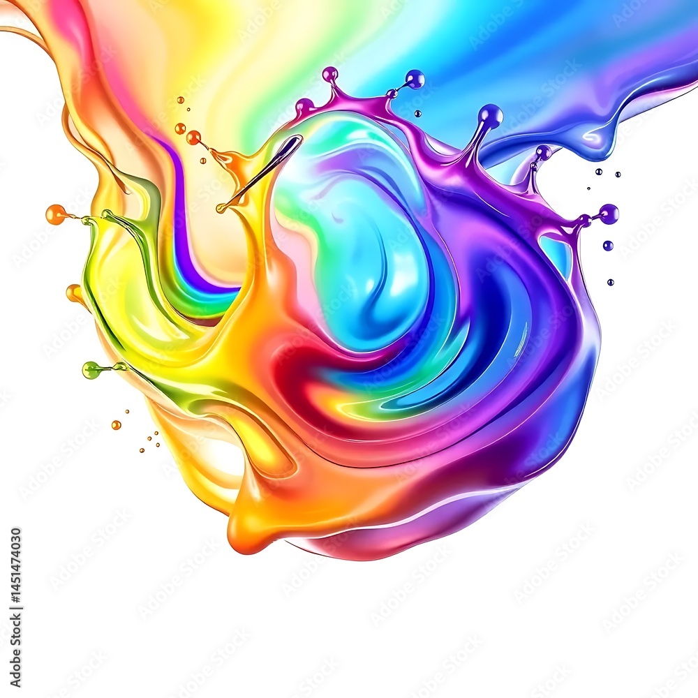Aufkleber ultra hd vibrant abstract splash of colorful paint in dynamic motion, fluid waves and droplets formi