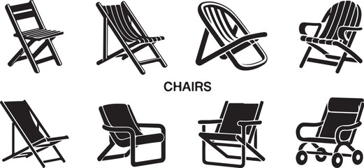 Fototapeta premium chairs set vector