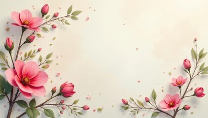 Fototapeta premium Subtle repeating floral motif on a soft, muted background , pastel, elegant, print