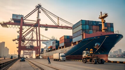 Fototapeta premium the container vessel during discharging