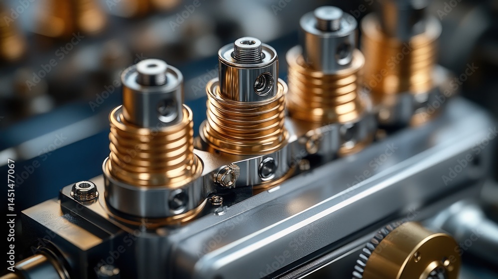 Poster close-up of precision engineered metallic components