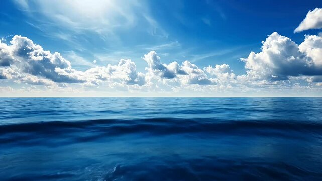 Ocean View with Blue Sky and White Clouds