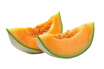 Sliced melon halves isolated on transparent png background