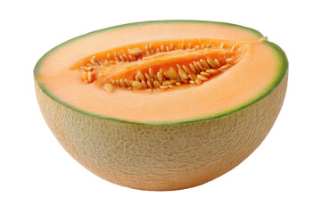 Sliced cantaloupe melon isolated on transparent png background