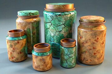 Decorative Vintage Jars Teal Copper Kitchen Decor
