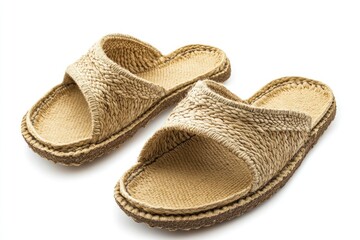 Espadrille sandals with jute sole, isolated