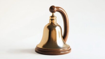 Golden bell-shaped perfume bottle with wooden handle