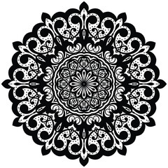 Tribal and bohemian style pattern design. Mosaic pattern. Floral henna or mehndi style mandala design.   