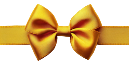 Bright yellow satin bow on smooth ribbon perfect for gift wrapping or decorations at a special event