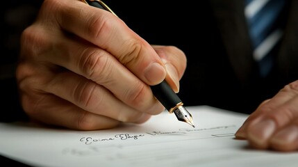 Naklejka premium Partners signing business deal stock photo --ar 16:9 --raw --v 6 Job ID: 304b3f45-2100-4451-b351-c4e2dd5cce01