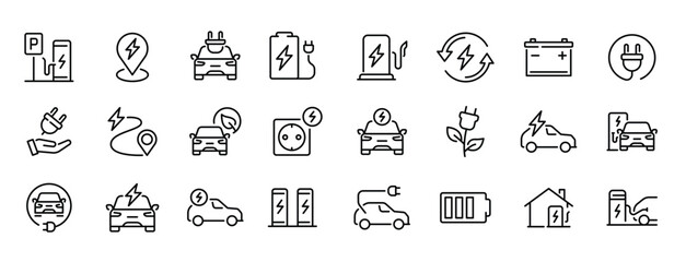 Electrical vehicle icons of alternative energy