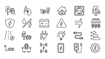 Electricity icons depict power charging and danger