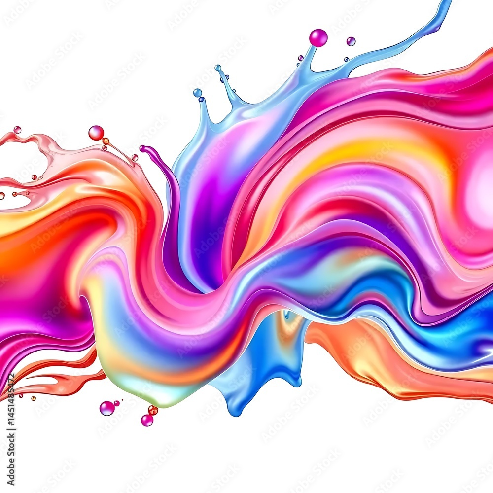 Poster ultra hd vibrant abstract splash of colorful paint in dynamic motion, fluid waves and droplets formi