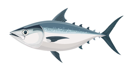 A digitally rendered illustration of an albacore tuna, seen from the side, against a plain white background. The tuna is depicted in great detail, showing its streamlined body.