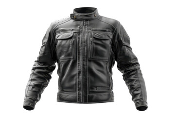 Black leather jacket isolated on transparent png background