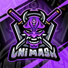 Oni mask mascot logo design