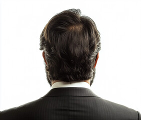 Close-up of a man wearing glasses on a white background, a man wearing glasses looks up