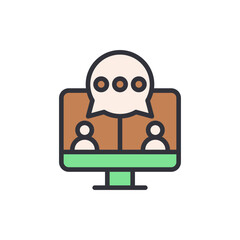 Online chat colored icons, minimalist vector illustration ,simple transparent graphic element .Isolated on white background