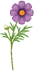 Elegant Purple Cosmos Flower Vector Illustration