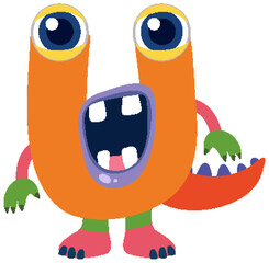 Colorful Monster Letter U Illustration