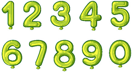 Green Balloon Numbers Vector Illustration