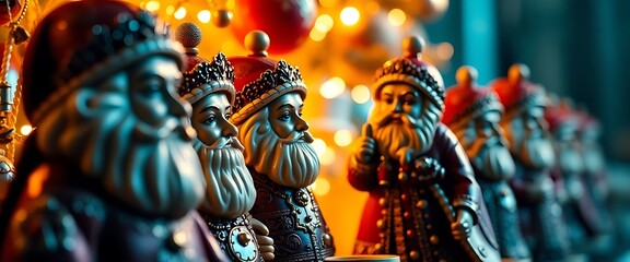 Naklejka premium group of figurines sitting next to each other