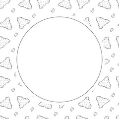 Food frame. doodle fast food circle frame. hand drawn food and beverage frame background. food background