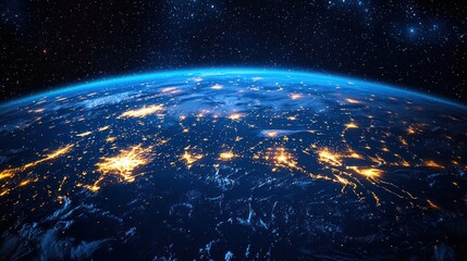 Obraz premium Earth at Night: A Celestial Tapestry of Urban Lights