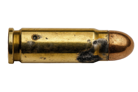 Used bullet cartridge isolated on transparent png background