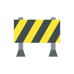 Icon of a yellow black striped barricade, used to indicate construction zones or restricted areas.
