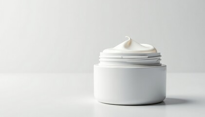 Close-up of pristine white cosmetic product on seamless backdrop, matte, product, lotion