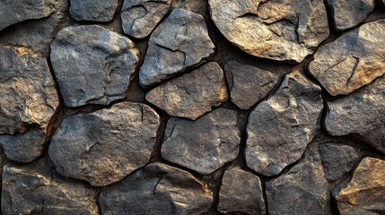 Obraz premium Close-up view of a textured stone wall.
