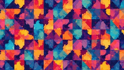 Geometric shapes, colorful abstract seamless pattern, print, colorful, modern