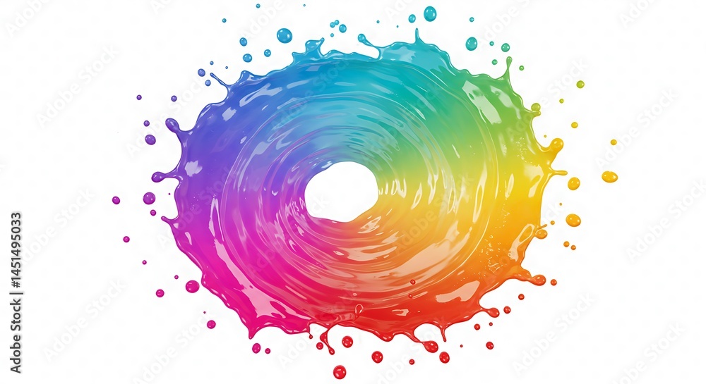 Aufkleber ultra hd vibrant abstract splash of colorful paint in dynamic motion, fluid waves and droplets formi