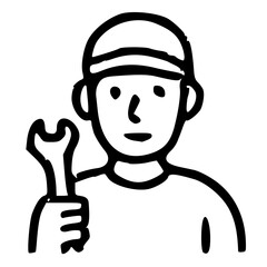 Mechanic Holding a Wrench Illustration