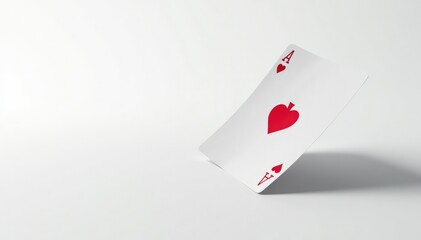 Obraz premium Side view of a flipped playing card against white , clean, graphic