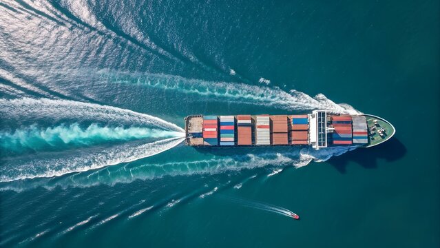 webinar banner aerial top view of cargo maritime