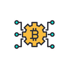 Bitcoin asset colored icons, minimalist vector illustration ,simple transparent graphic element .Isolated on white background