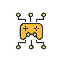 Digital game colored icons, minimalist vector illustration ,simple transparent graphic element .Isolated on white background