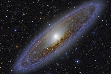 Naklejka premium Distant spiral galaxy in deep space