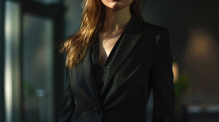 Woman in black blazer portrait