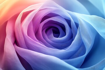 A Rainbow Bloom: A close-up view reveals a meticulously crafted floral arrangement, showcasing the soft textures and gradient hues of nature's beauty, with its petal gracefully unfurling.